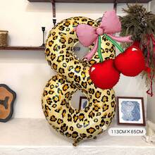 2 buc/set baloane cu imprimeu leopard și fundă înflorită de cireș, de 40 de inci, potrivite pentru nuntă, ziua de naștere, aniversare, petrecere a burlacilor, decorare petrecere de absolvire, decor petrecere principală cu imprimeu leopard - Multicolor - Vizualizare 17