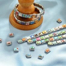 1件夏季休閒不鏽鋼手鍊，可客製化圖案包括寵物狗、海灘風景及其他設計，適合日常配戴 - 手鐲 - 查看 8