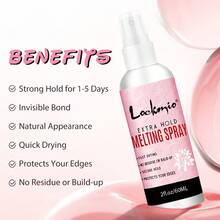 lockmio 蕾絲融化定型噴霧，免膠水假髮黏著劑 - 1-5天強力固定，快速乾燥，保護髮際線與邊緣，適合日常假髮佩戴與Cosplay，7件組含防水前額假髮膠水與除膠劑 - 蕾絲假髮工具套裝 - 查看 2