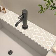 1 buah Keset Penyerap Keran Wastafel Berbentuk Kisi Berlian Warna Beige, Keset Pengeringan, untuk Dapur, Wastafel Kamar Mandi, Meja Dapur, Keset Pengeringan, Wastafel Tanah Diatom, dan Keset Cepat Kering yang Dapat Dipotong. - MultiWarna - View 15