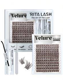 RITALASH 144片深棕色天鵝絨睫毛系列升級款，超濃密防水長效睫毛 | Venus Velure | 初學者友善睫毛打造完美妝容 | & 必備睫毛簇 - 棕色 - 查看 8