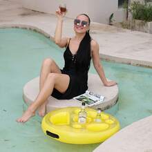 Silver Inflatable Floating Drink Tray - Portable Pool Bar Accessory, Suitable For Summer Poolside Parties - Multicolor - View 7