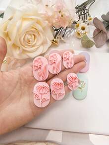 Minimalist Floral Clay Stamp Set - Embossed Flower Pattern Molds For Polymer Clay Earrings, Nail Art, Pendants & Jewelry Making, Suitable For DIY Handmade Crafts, Ceramics & Sculpting | Botanical Relief Texture Clay Tools For Artisan Design - Flower - View 9