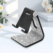 Soporte de teléfono creativo con cristales de imitación, diseño exquisito y brillante, estilo versátil. Presión distribuida uniformemente, colocación segura del teléfono sin deslizamiento, fácil de operar para uso en el automóvil. Combina estética y funcionalidad, proporcionando un soporte estable para el dispositivo y añadiendo un toque decorativo al interior de su automóvil para un aspecto personalizado. - Soporte para teléfono Black Diamond - Ver 6