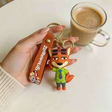 Miniso Disney Zootopia Cartoon Character Keychain Set, 3D Soft Cute Animal Design, Vibrant Color Matching, Playful & Energetic Style, Kawaii Fashion Accessory, Back-To-School Essential, Bag Charm Pendant, Everyday Lifestyle Scenes, - Style 1 - View 1