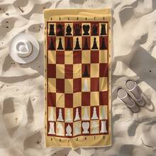 1件棋盤格圖案柔軟毛巾，適用於海灘，超細纖維浴巾，快乾，超強吸水，適合海灘度假、海灘野餐、戶外休閒，送給朋友和夏季節慶的完美禮物 - 彩色 - 查看 4