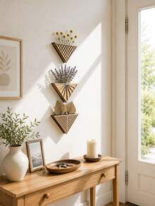 1 pieza Estantería de pared de triángulo geométrico estilo bohemio, soporte colgante para plantas suculentas, estantería para plantas de interior/exterior, estantería de flores de pared minimalista moderna, estantería decorativa, adecuada para sala de estar, dormitorio, balcón, entrada, decoración de pared de apartamento, exhibición de plantas, estilo nórdico bohemio, almacenamiento de pared ahorrativo de espacio y decoración del hogar - Multicolor - Ver 5