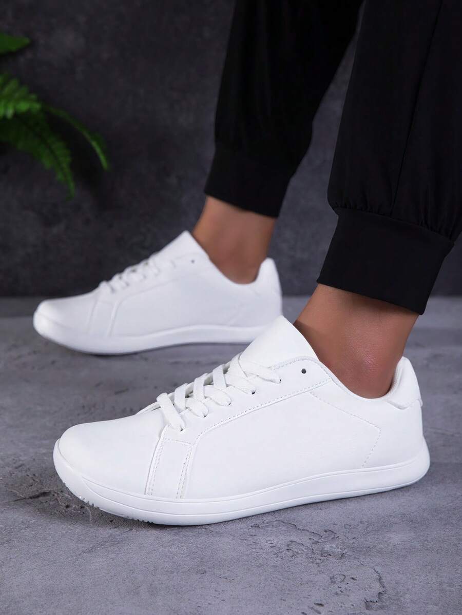 Men's Plus Size Wide Toe Box Athletic Sneakers, Loose Fit Wide Foot Flat Shoes, Lightweight Soft Sole Comfortable Shoes For Wide Feet, High Instep, Size 46, White - White - View 1