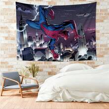 2pcs Marvel Spider-Man Far From Home Tapestry Superhero Red And Black Suit Wall Hanging Movie Theme Living Room Background Anime Bedside Wall Decor Media Room Game Room Tapestry Geek Fan Aesthetic Room Decoration Party Photography Backdrop - A - Xem 5