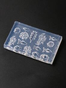 FULL BEAUTY 3D海洋主題美甲矽膠模具，海洋生物設計美甲配件製作模具，包含魚、螃蟹、貝殼、珊瑚、海藻圖案，透明柔軟美甲樹脂鑄造模具，DIY手工美甲裝飾，夏季海灘美甲設計美甲配件用品 - 無色 - 查看 9