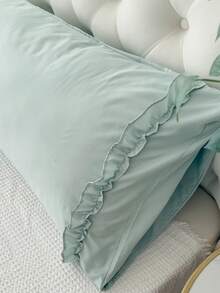 1pc 100% Polyester Solid Color Lace Long Pillowcase, Lightweight And Elegant, Soft As Clouds, Suitable For Bedding And Sofa Decor (Pillow Insert Not Included) - Gray-green - View 7