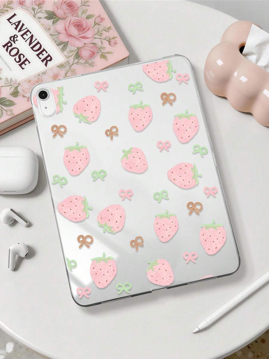 1件 TPU 軟殼蝴蝶與草莓圖案彩繪平板保護殼,適用於 iPad 10.2/10.5/Air4/Air5/10.9/Pro 11"/10th Gen/Air 11-In.(M2)-2024/Pro11-In.(M4)-2024/ Air 11-Inch (M3) 2025/ (A16) 11 Inch 11th Generation 2025/ Air7(M3)2025 (11-Inch)/ Air 8(M4)2026(11-Inch)/Mini1/2/3/Mini4/Mini5/Mini6/Mini7/Air/Air2/9.7/Galaxy Tab A7 10.4 Inch/A8,TPU 平板保護單殼,筆僅供展示不包含在內,輕量超薄軟殼 - 彩色 - 查看 1