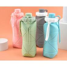 Collapsible Silicone Water Bottle, Portable Retractable Daily Cup For Travel & Outdoor Activities - 天藍色 - 查看 10
