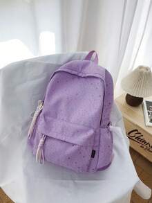 1pc Girls Star Nylon Zipper Closure Exquisite Backpack Student School Bag Suitable For All Seasons Daily Use Without Pendant - A - View 10