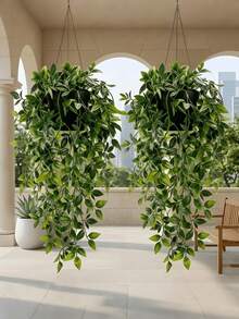 1pc Realistic Artificial Greenery, Large Artificial Mandarilla Hanging Plant, Realistic Non-Fading Wall-Mounted Greenery | Maintenance-Free Plastic Faux Flowers, Suitable For Home Living Room, Office, Bathroom And Shelf Decoration, Wedding, Birthday And Party Scene Arrangement, Spring And Summer Indoor And Outdoor Greenery Decoration, Perfect For Spring And Summer Outdoor And Patio Decoration. - Multicolor - View 5