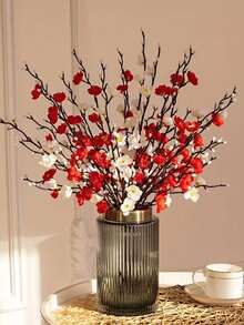 3/9/14pcs Artificial White Plum Blossoms, Suitable For Home, Hotel, Office, Wedding And Garden Decoration. Perfect For Home Decor, Living Room, Wedding Centerpieces, Engagement Handmade Floral Arrangements, Birthday Gifts And Other All-Season Uses - White - View 8