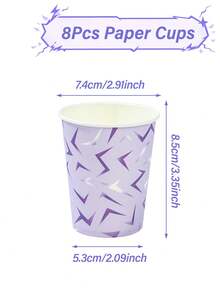 8pcs K-Pop Birthday Party Cups, Magic Music Theme Party Cups, Disposable Purple Energy Pattern Cups, Suitable For Music Singer Birthday Party Decor, Bachelorette Party Decor, Baby Shower Decor, Baby Party Supplies, K-Pop Fan Meeting Party Supplies, K-Pop Birthday Decor - K-pOP - View 9