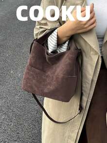 Large Capacity Women Shoulder Bag, Crossbody Tote Bag, Autumn - Coffee - View 2
