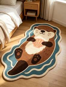 1 pieza Alfombra pasillera larga con diseño de nutria linda, estilo cálido y curativo, tapete para exteriores, tapete de baño, alfombra de baño, tapete de puerta, alfombra pequeña, alfombra, tapete de piso, decoración del hogar, alfombra pequeña de área, decoración del hogar, alfombra de área, alfombra de dormitorio, alfombra lavable, alfombra pasillera larga, alfombra de jardín - Multicolor - Ver 4