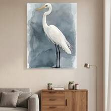 Enmarcado pieza de elegante impresión artística en lienzo de garza - Decoración de pared de aves en acuarela con marco negro, perfecta para el hogar, la oficina, el bar, el aula y el dormitorio, regalo ideal para el Día de la Madre, la graduación y la Pascua, decoración de pared para exteriores | Arte decorativo de pared | Decoración detallada de aves, decoración de aves - Enmarcado - Ver 2