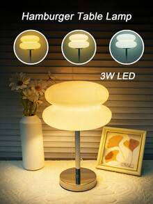 1pc Bauhaus Style LED Table Lamp, Double-Layer Bread Shape, Button Dimming Light Strip With USB Interface, Suitable For Living Room, Dining Room, Bedroom Bedside Lamp - White - View 11