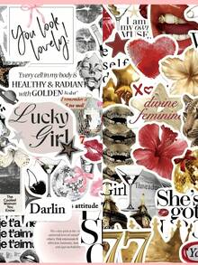 50/100pcs Silver Lucky Girl Stickers, Waterproof Cartoon Gift Decorative Stickers, Suitable For Scrapbooks, Notebooks, Laptops, Suitcases, Guitars, Water Bottles, Phone Cases, DIY School Supplies - A - View 8
