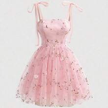 jianchaimaoyi02  MOD Vestido estilo retro con estampado floral rosa y cinturón con lazo - Verde Oscuro - Ver 2