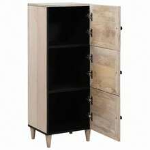 White Sideboard 40 X 33 X 110 Cm Solid Mango Wood - White - View 2
