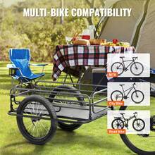 Bike Cargo Trailer, 275 Lbs Load Capacity, Heavy-Duty Bicycle Wagon Cart, Foldable Compact Storage & Quick Release With Universal Hitch, 20" Wheels, Fits Most Bike Wheels, Carbon Steel Frame - 275 Lbs - View 6
