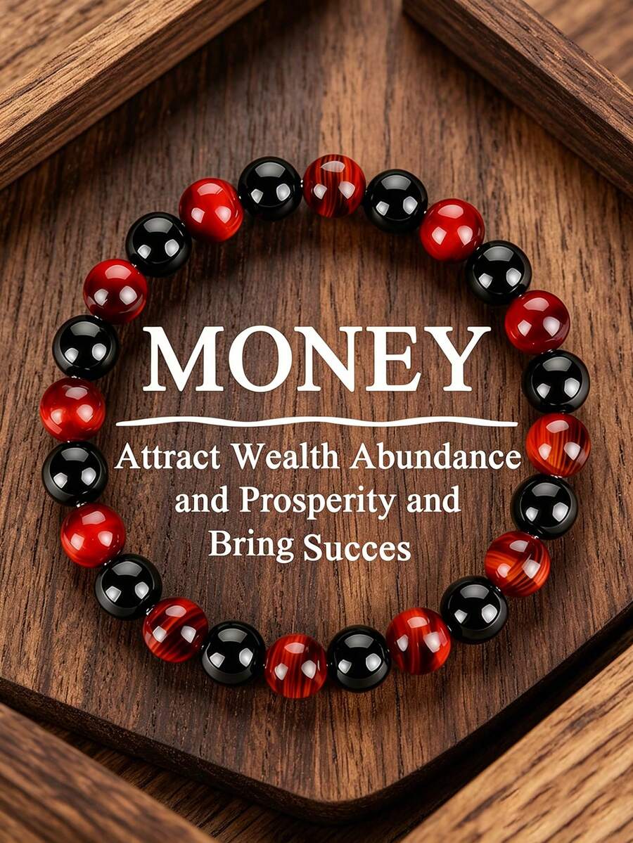 Red Tiger Eye & Tourmaline Fashion Beaded Bracelet, Attracting Wealth & Prosperity, Luck, Bohemian Yoga Jewelry For Women Men,Daily Wear / Gift Giving - Multicolor - View 1