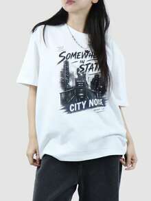 Short Sleeve T-Shirt For Women, Summer Fashion, Versatile, Loose Fitting, Round Neck Top - White - View 3