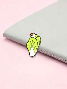 Broche de esmalte de ganso gracioso en repollo, broche de pato lindo, pin de solapa con meme para mochilas - Verde Lima - Ver 6