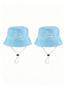1pc/2pcs Kids Dinosaur Pattern Bucket Hat, Solid Color Sun Protection Hat, Suitable For Outdoor Sun Protection And Daily Casual Wear - Multicolor - View 25