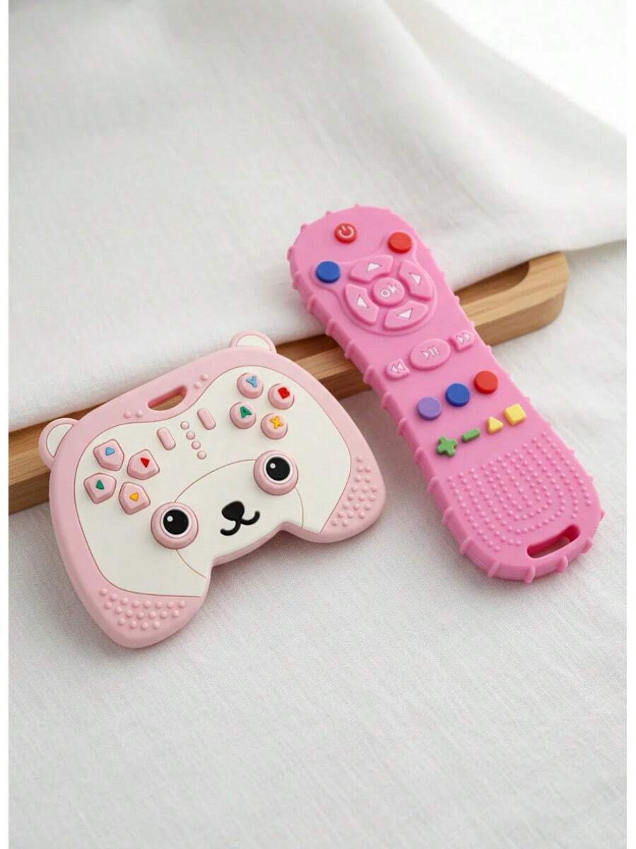 Juguete de Silicona para Bebés con Forma de Controlador de Videojuegos para el Desarrollo de Habilidades Motoras Finas Montessori - Rosa - Ver 1