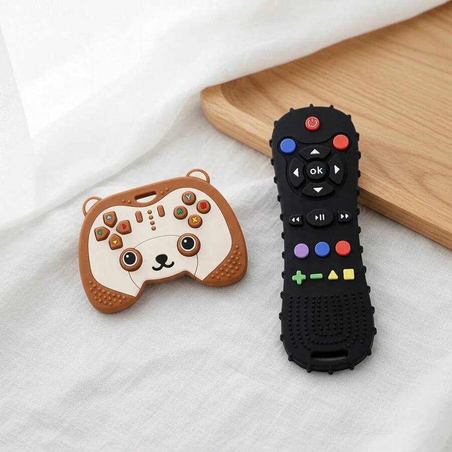 Silicone Baby Toy In The Shape Of A Video Game Controller For Montessori Fine Motor Skill Development - Dark brown - 查看 1