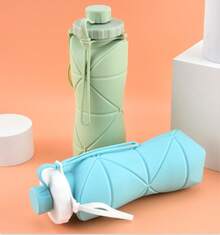 Collapsible Silicone Water Bottle, Portable Retractable Daily Cup For Travel & Outdoor Activities - 天藍色 - 查看 1