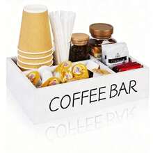 Estante organizador de estación de café con tapete de café, estante de almacenamiento de barra de café, soporte de madera para cápsulas de café, organizador de condimentos de café y té, estante de almacenamiento de accesorios de café - Multicolor - Ver 3