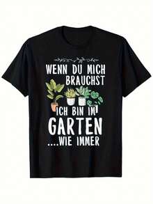 S Garten--Camiseta - Frase divertida en alemán | Estilo vintage, cuello redondo, tela ligeramente elástica, ajuste regular, para hombre, estampado de retrato - Negro - Ver 1