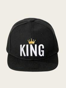 1 Gorra de béisbol para hombre con letra KING bordada, gorra deportiva de moda, gorra casual ajustable para protección solar al aire libre, adecuada para viajes de primavera y otoño, viajes a la playa y fiestas, gorra talla grande vendida, gorra de béisbol de visera plana con corona KING bordada, rap, hip-hop, gorra de baile callejero - corona - Ver 1