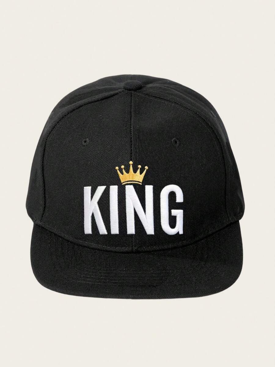 1 Gorra de béisbol para hombre con letra KING bordada, gorra deportiva de moda, gorra casual ajustable para protección solar al aire libre, adecuada para viajes de primavera y otoño, viajes a la playa y fiestas, gorra talla grande vendida, gorra de béisbol de visera plana con corona KING bordada, rap, hip-hop, gorra de baile callejero - corona - Ver 1