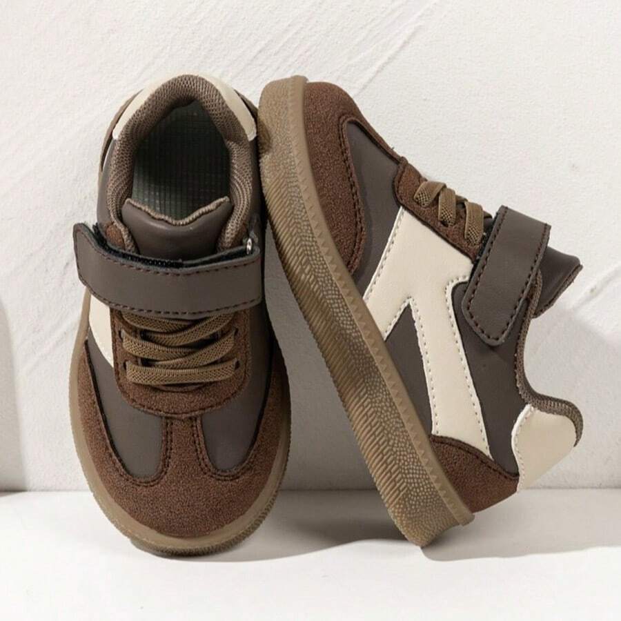 1 Pair Fashionable Baby Sneakers, Soft Breathable Fabric, Lightweight Cushioned Non-Slip Sole, Caring For Baby's Little Feet. Multiple Colors Available, Suitable For Running And Jumping, Must-Have For Cute Babies! - Brown - View 1