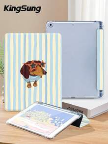 Kingsung Blau-Gelbe Streifen, Hundetablett Schutzhülle, kompatibel mit iPad Air 8(M4)2026(11-Zoll), Air 8(M4)2026(13-Zoll), 9.7/10.2/10.5/10.9/12.9/Pro 11, 10. Generation, kompatibel mit Samsung Galaxy Tab S6 Lite 10.4-Zoll, kompatibel mit Kindle Paperwhite 12. Generation 2024, Kindle (11. Generation) 2022 Version, weicher Sturzschutz, intelligenter Ständer/automatisches Aufwachen/Schlafen. - Verschiedenfarbig - Übersicht 5