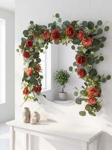 1pc Artificial Floral Wreath, Spring Eucalyptus Wreath, Vintage Faux Flowers, Peony, Rose, Vine, Greenery, Decorative Wall Hanging Plant, Suitable For Wedding Arch, Door Decor, Party Decoration - 60 Eucalyptus Autumn Colors Wisteria - View 6