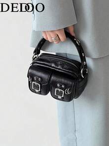 Dedoo 2026 New Vintage Sweet Cool Style Women's Underarm Bag, High-End Y2K Punk Heavy Rivet Motorcycle Bag, Commuter Multi-Functional Shoulder Handbag, Multi-Pocket Design, Suitable For Halloween (Masquerade), Girlfriend Gift - Black - View 1