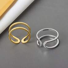 Minimalist Line Multi-Functional Women's Couple Silver Ring, Suitable For Minimalists, Party Gift - Silver - View 2