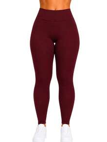 Black/Blue Flannel Leggings - Comfort And Style - Burgundy - View 1