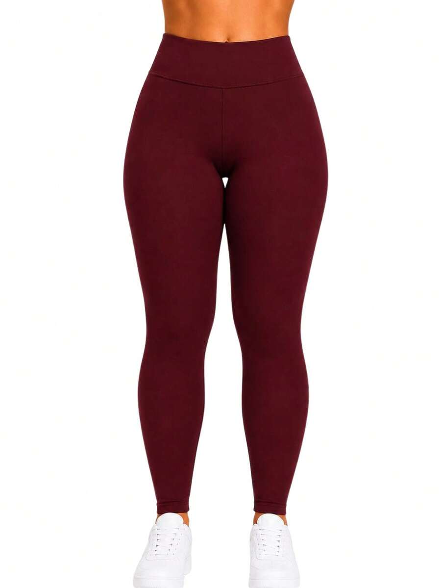 Black/Blue Flannel Leggings - Comfort And Style - Burgundy - View 1