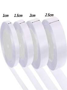 1 捲白色聚酯纖維緞面絲帶，6mm-2.5cm 適用於禮物盒、糖果盒、蛋糕盒、花卉裝飾、DIY 玫瑰材料、花藝布置、派對用品、婚禮派對裝飾 - 6mm-2.5cm緞帶 - 查看 2