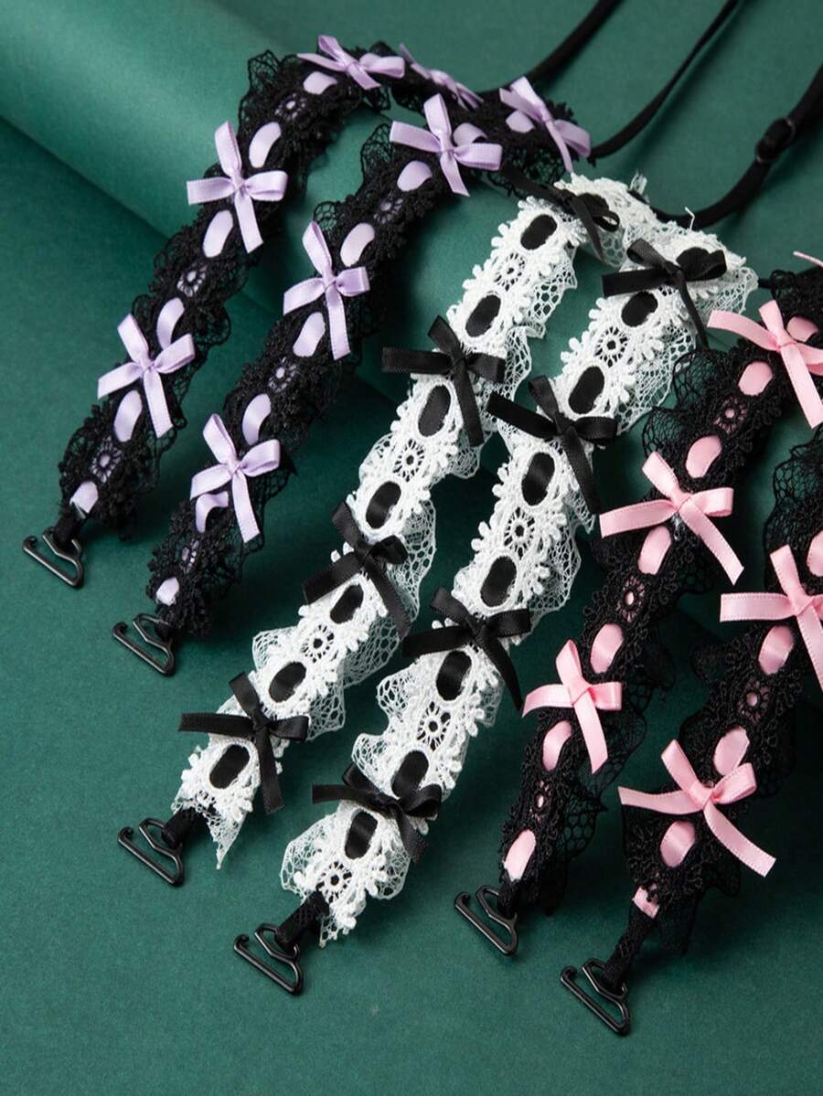 Concise Version: Lace Bra Straps With Bow | Summer Floral Shoulder Straps | Anti-Slip Invisible Bra Accessories - Multicolor - View 1