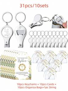 60/30pcs Wedding Favor Gift Set, Including 20pcs Multi-Function Keychains, 20pcs Thank You Cards, 20pcs Gift Bags, Wedding, Bachelor Party, Birthday Gifts - Multicolor - View 13